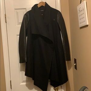 All Saints Black Draped Coat